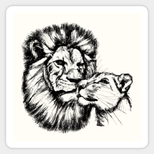 Lion and Lioness Love Sticker